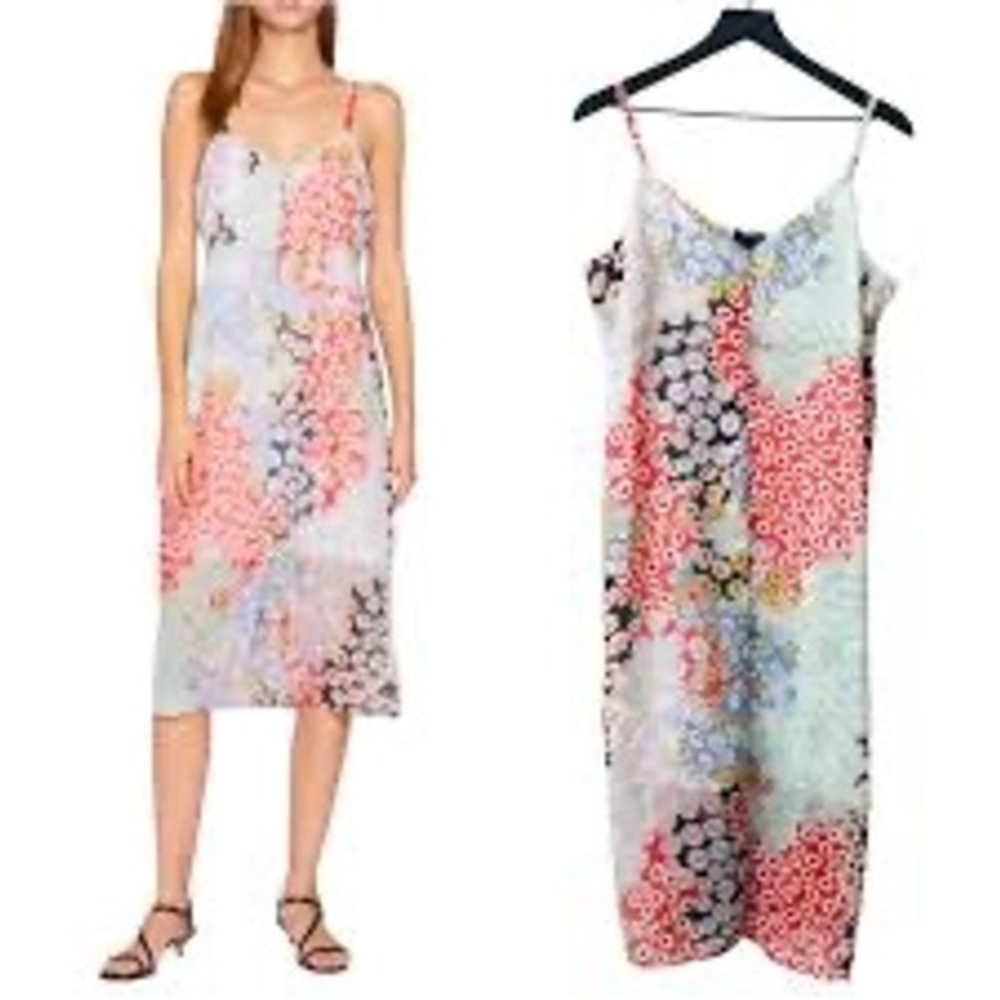 Sanctuary Every Day Ditsy Floral Button Front MIDI Slip Dress Chiffon Multi Sz 6